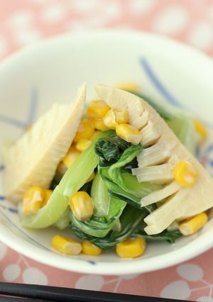青梗菜と筍のコーン醤油マヨサラダ-レシピのメイン写真