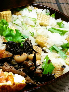 ヤングコーンと水菜の混ぜご飯♪-レシピのメイン写真