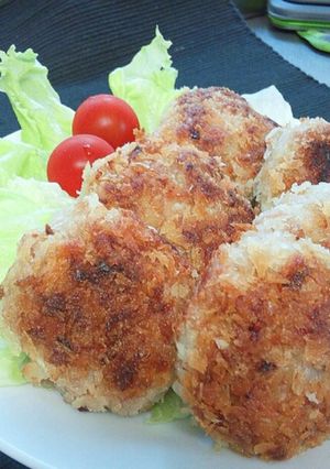 豚コマdeジューシー☆焼き揚げメンチカツ-レシピのメイン写真