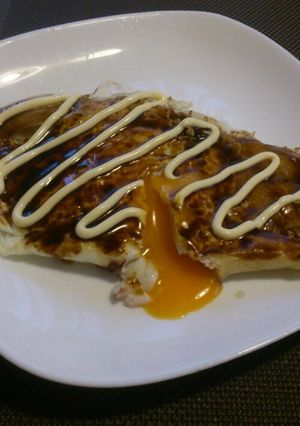 とろっとろ♡半熟卵のイカ焼き-レシピのメイン写真