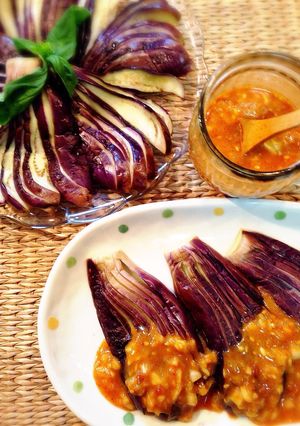 レンジで蒸しナス&美味しい味噌だれ-レシピのメイン写真