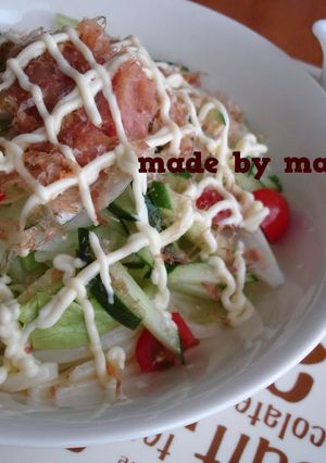 ウチのサラダうどん（今日は明太子）♪-レシピのメイン写真