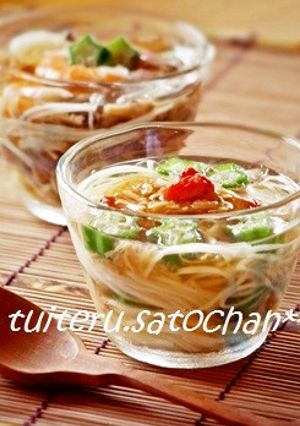 *素麺のゼリー寄せ(なめ茸&生姜)*-レシピのメイン写真