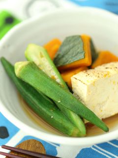 焼き豆腐と夏野菜の煮物-レシピのメイン写真