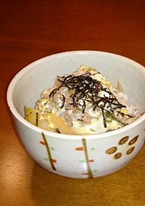 ひき肉と水菜で!ガッツリ丼-レシピのメイン写真