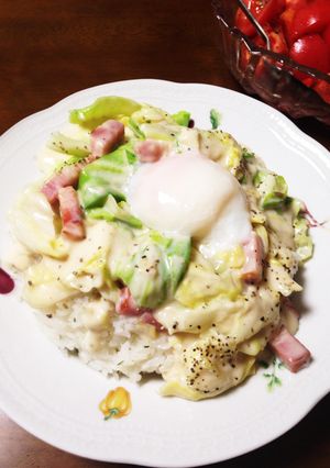 キャベツとベーコンのカルボナーラ風-レシピのメイン写真