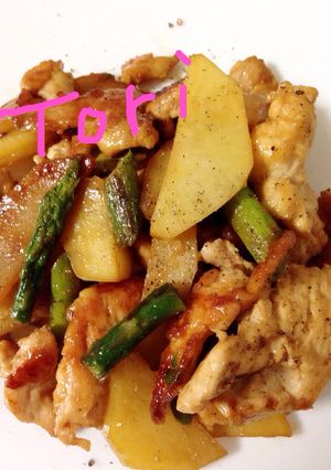 お弁当☆鶏胸肉とアスパラじゃがバター炒め-レシピのメイン写真