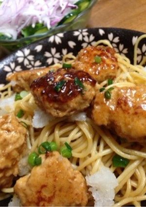 ふんわり鶏つくねの和風パスタ-レシピのメイン写真