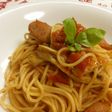 ウィンナーと舞茸のトマト ソース パスタ