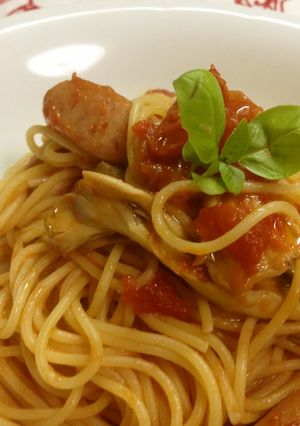 ウィンナーと舞茸のトマト ソース パスタ-レシピのメイン写真