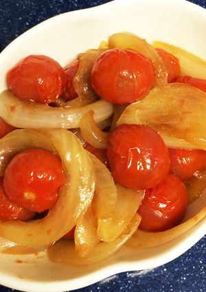 新玉ねぎとプチトマトのオイスター炒め-レシピのメイン写真