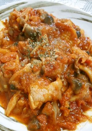 鶏もも肉ときのこのこってりトマト煮-レシピのメイン写真