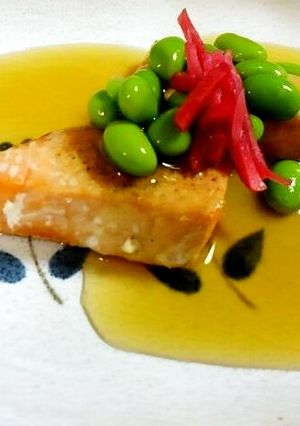 鮭の甘酢あんかけ☆枝豆ちらし♪-レシピのメイン写真