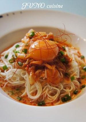 暑くてメンドクサイ日の超簡単キムチ素麺-レシピのメイン写真