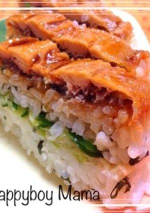 簡単に美味♡京風♡蒲焼きと漬物の押し寿司-レシピのメイン写真