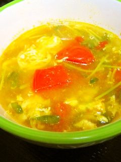 トマトと豆苗の中華風タマゴスープ♥-レシピのメイン写真