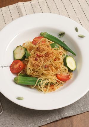 夏野菜といか天のペペロンチーノ-レシピのメイン写真