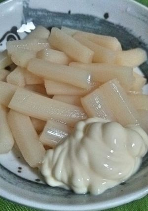 ﾎﾜｲﾄｱｽﾊﾟﾗのﾏﾖﾈｰｽﾞ添え-レシピのメイン写真