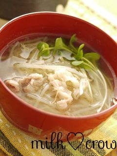 もやしと豚肉のお味噌汁-レシピのメイン写真