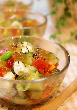 夏野菜とクリチのコンソメジュレサラダ-レシピのメイン写真