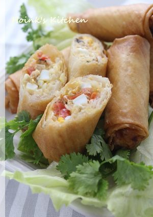 魚のほぐし身とトマトと卵の春巻き-レシピのメイン写真