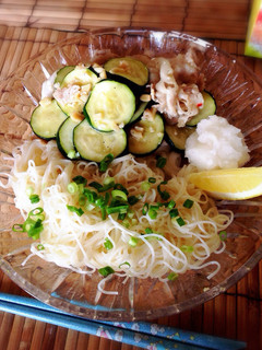 ズッキーニと豚肉炒め そうめん-レシピのメイン写真