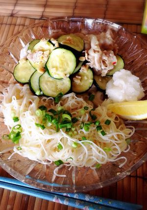 ズッキーニと豚肉炒め そうめん-レシピのメイン写真