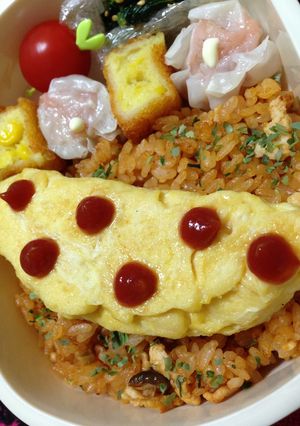 簡単水玉オムライス弁当♪-レシピのメイン写真