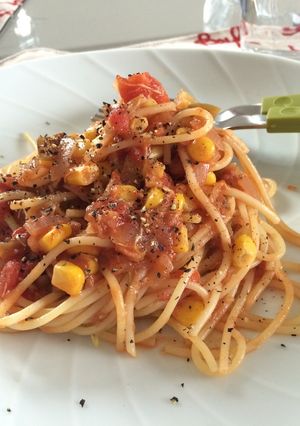 トマト・ツナの野菜たっぷりパスタ♪-レシピのメイン写真