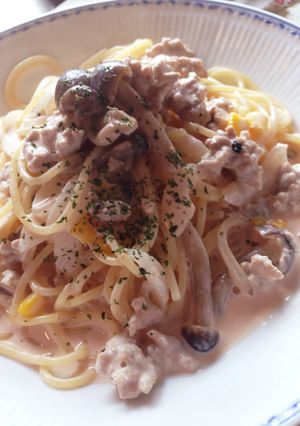 ゴロゴロ肉の(^O^)クリームスパ！-レシピのメイン写真