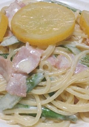 アスパラベーコンの塩レモンクリームパスタ-レシピのメイン写真