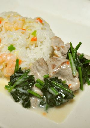 エビピラフと豚肉の簡単ホワイトソース-レシピのメイン写真