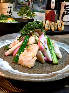 **:ささ身の葱わさび醤油和え.。:**-レシピのメイン写真