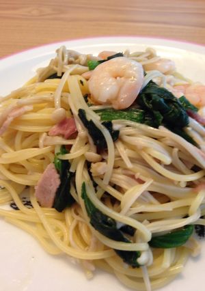ほうれん草とエビの和風パスタ-レシピのメイン写真