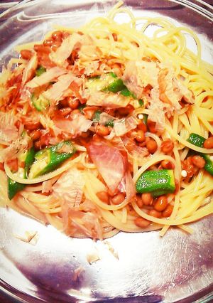 *ネバネバ！納豆梅オクラの冷製パスタ*-レシピのメイン写真