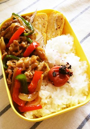 豚コマで、焼肉弁当-レシピのメイン写真