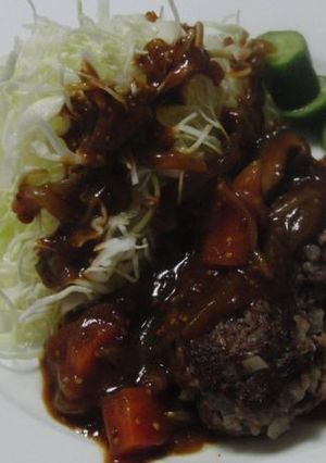 玉葱ハンバーグのデミグラスソースかけ-レシピのメイン写真