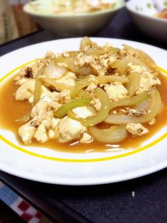 簡単!豆腐と玉ねぎの甘辛炒め-レシピのメイン写真
