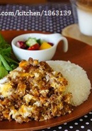 cafeごはん♪甘辛ミンチの卵とじ丼-レシピのメイン写真
