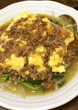 もやしニラ玉の挽肉あんかけ-レシピのメイン写真