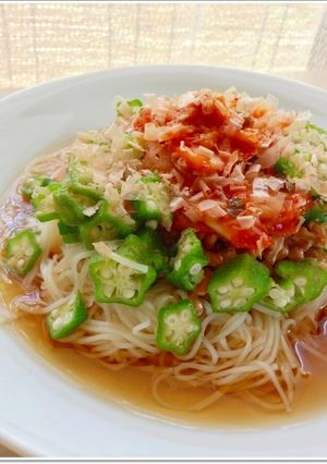 簡単！ネバネバキムチそうめん♪-レシピのメイン写真