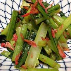 A picture of 小松菜と干しエビの炒め物.