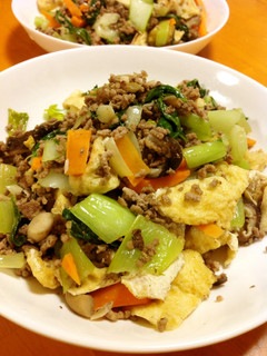 油揚げ入り肉野菜炒め 鶏ガラ味-レシピのメイン写真