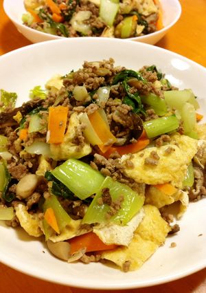 油揚げ入り肉野菜炒め 鶏ガラ味-レシピのメイン写真