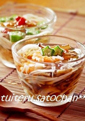 ＊素麺のゼリー寄せ②(花椎茸＆エビ)＊-レシピのメイン写真
