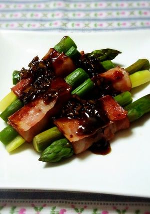 アスパラベーコンのにんにく甘酢あんかけ-レシピのメイン写真