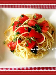 簡単!ランチに♫トマトと大葉の冷製パスタ-レシピのメイン写真