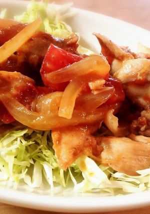 簡単⭐むね肉のトマトしょうが焼き-レシピのメイン写真