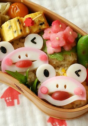 キャラ弁♪かまぼこカエル-レシピのメイン写真