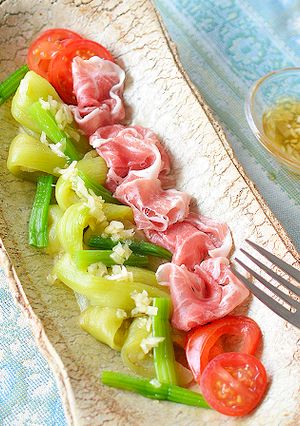 レンジで簡単 翡翠なすと生ハムの前菜♪-レシピのメイン写真